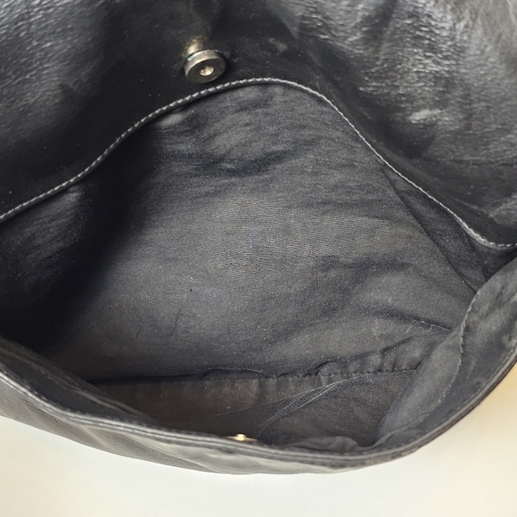 Cole Haan Black Soft Leather Messenger Bag, Snap Button Closure, EUC - Picture 6 of 13